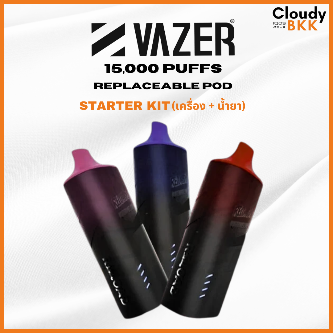 Vazer Reload Starter 15000 PUFFS KIT (เครื่อง+น้ำยา)