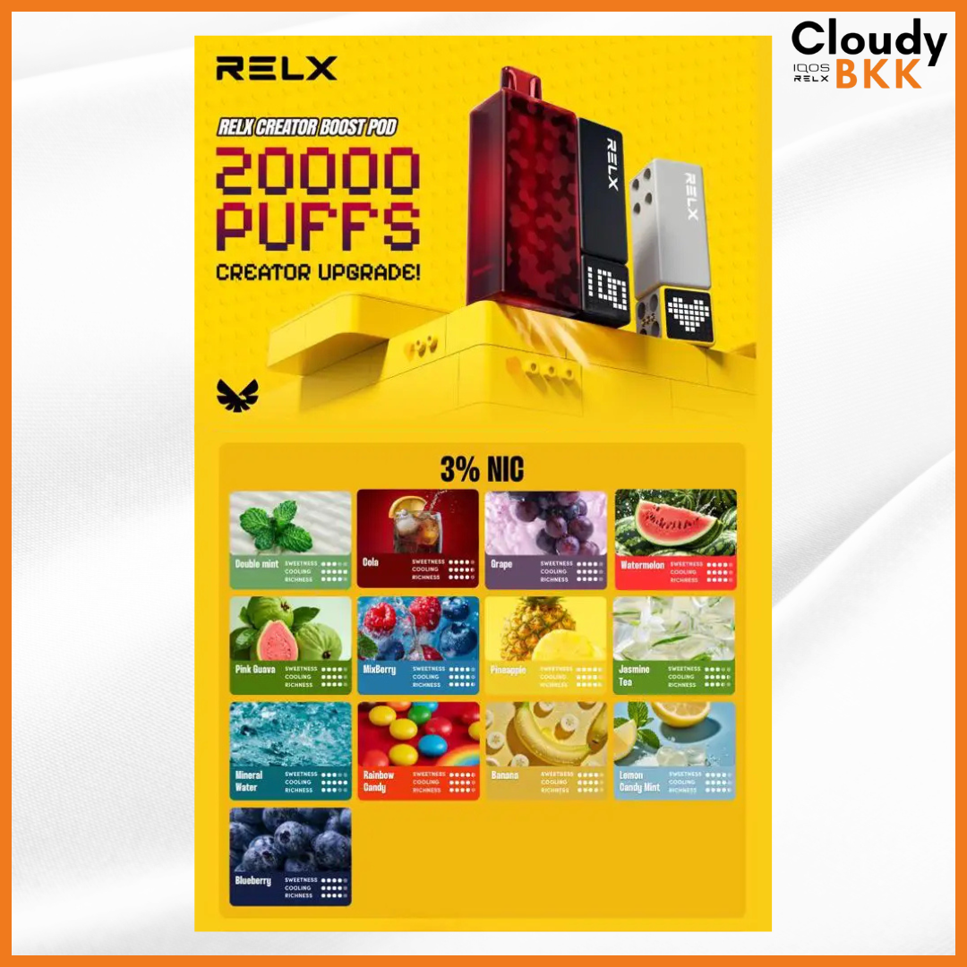 RELX CREATOR BOOST POD 20000 PUFFS (น้ำยา)